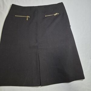 Vince CAMUTO WOMEN Black Skirt with Gold Accents ZIPPERS PLeat Front SIZE S